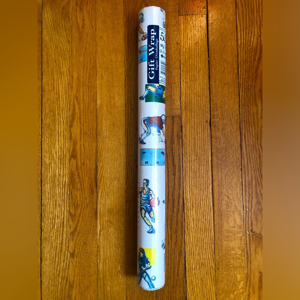 Vintage Sports Themed Gift Wrap/Wrapping Paper (Hockey/Football/B.Ball/Baseball)